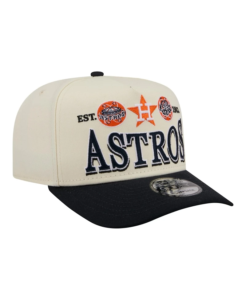 New Era Men's Cream Houston Astros Throwback Tri-Hit A-Frame 9FIFTY Adjustable Hat
