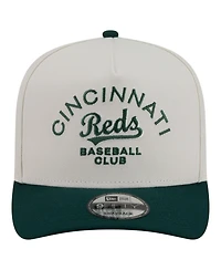 New Era Men's Cream, Dark Green Cincinnati Reds Chrome A-Frame 9FIFTY Snapback Hat