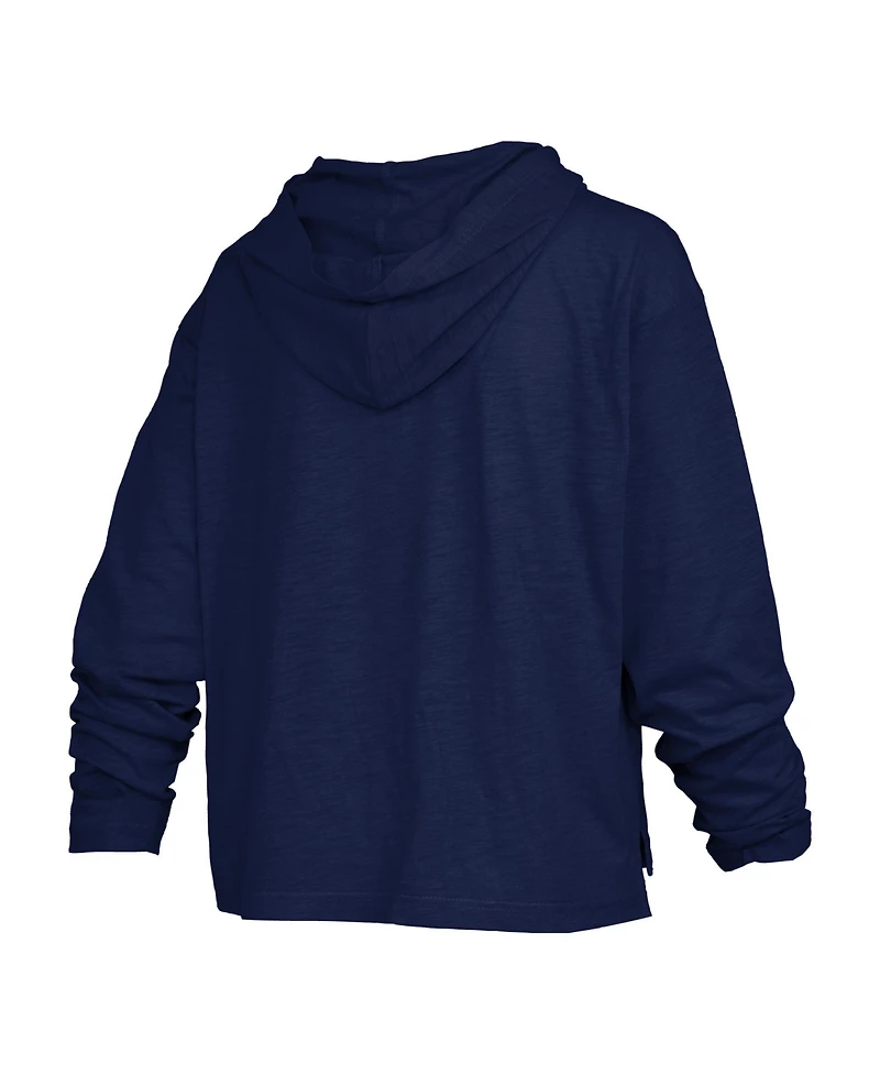 Pressbox Women's Navy Penn State Nittany Lions Nelson Arch Over Logo Long Sleeve Hooded Slub T-Shirt