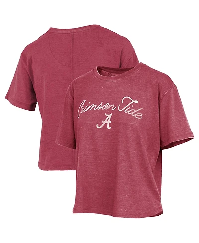 Pressbox Women's Crimson Alabama Tide Waist Length Script Over Logo T-Shirt