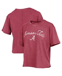 Pressbox Women's Crimson Alabama Tide Waist Length Script Over Logo T-Shirt