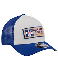 New Era Men's Stone, Royal Chicago Cubs Text A-Frame Trucker 9FORTY Hat
