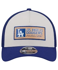 New Era Men's Stone, Royal Los Angeles Dodgers Text A-Frame Trucker 9FORTY Hat