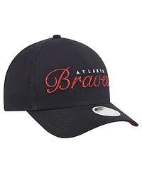New Era Women's Navy Atlanta Braves Metallic A-Frame 9FORTY Adjustable Hat