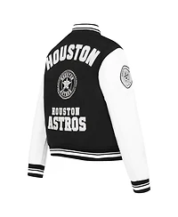 Pro Standard Women's Black Houston Astros Pearls Rib Wool Full-Zip Varsity Jacket