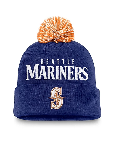 Nike Men's Royal Seattle Mariners Peak Cuffed Knit with Pom Hat