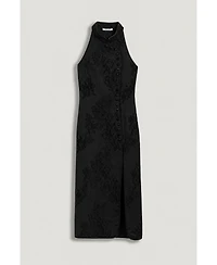 Nocturne Women's High-Neck Button-Detail Midi Dress