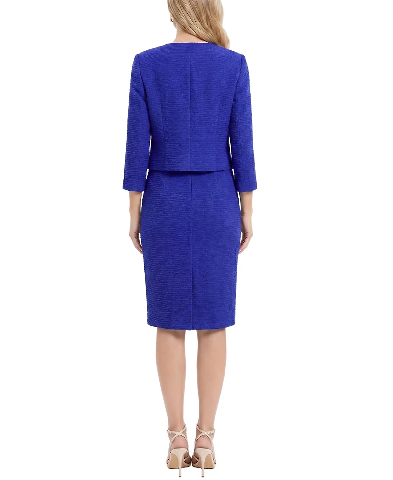 Ny Collection Petite Textured Knit 3/4 Sleeve 2 Piece Dress Set