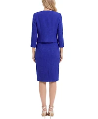 Ny Collection Petite Textured Knit 3/4 Sleeve 2 Piece Dress Set