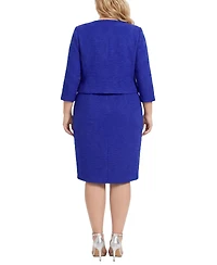 Ny Collection Plus Textured Knit 3/4-Sleeve 2 Piece Dress Set
