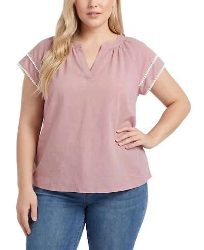 Ny Collection Plus Double-layer V-Neck Top