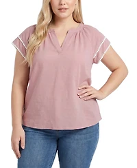Ny Collection Plus Double-layer V-Neck Top