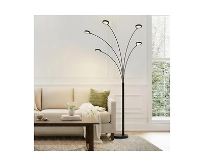Brightech 74-in Orion 5 Adjustable-Arm Dimmable Led Arc Floor Lamp