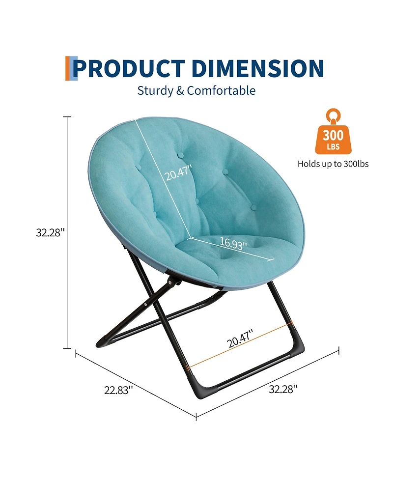 homfan Oversized Faux Fur Saucer Chair, Soft Accent Lounge Chair with Sturdy Metal Frame for Bedroom or Living Room
