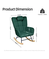 homfan High Back Rocking Chair, Upholstered Glider Accent Armchair with Soft Fleece Fabric for Living Room or Bedroom