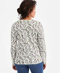 Style & Co Women's Printed Long-Sleeve Scoop-Neck Top, Macy's Exclusive