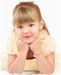 Tiny Blessings Children's 14k gold Dainty Pearls & Engraved Initial Girls' 5.25" Bracelet