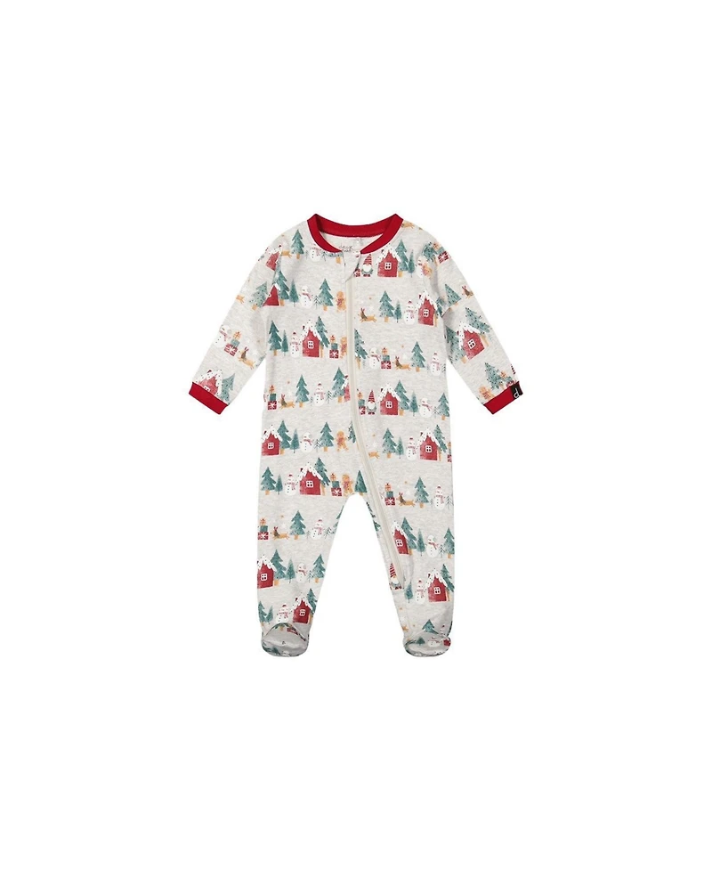 Deux par Baby 3M-24M Unisex Cotton One Piece Christmas Pajama Print