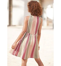 Lascana Women's Pleated Striped Dress