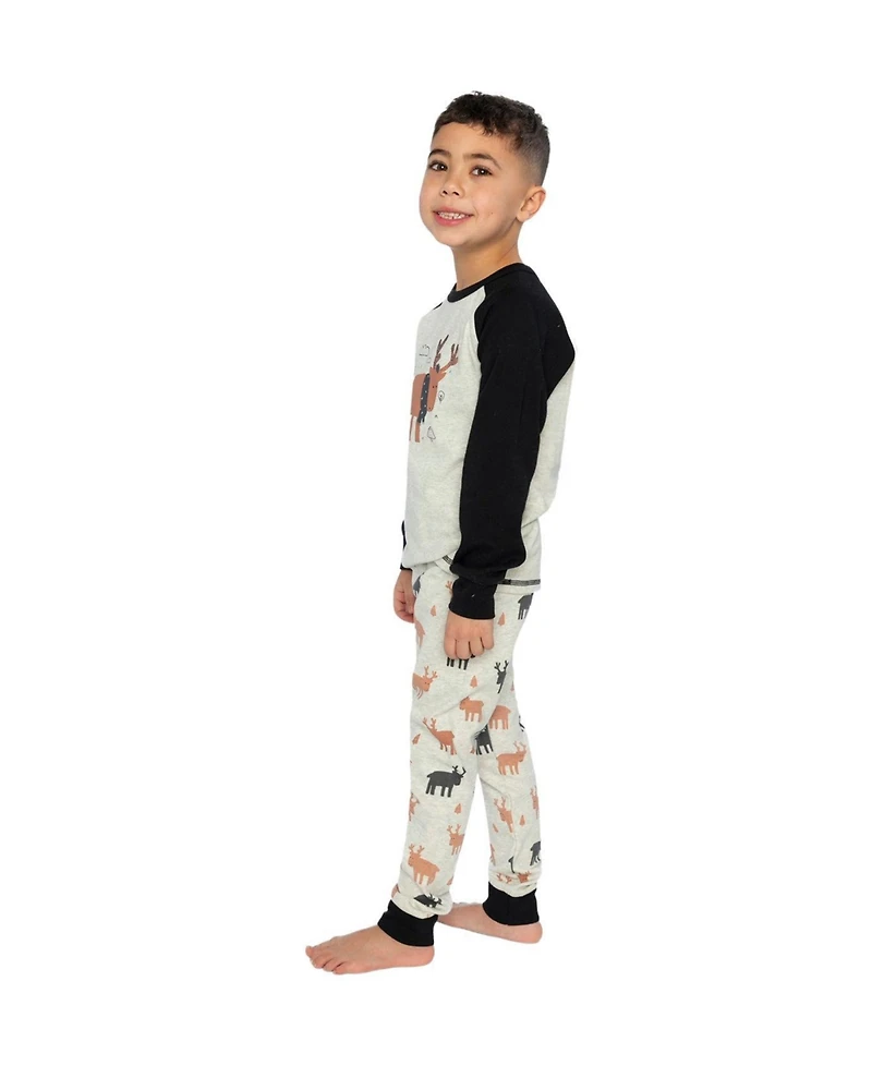 Deux par Little and Big Boy 6-12 Cotton Two Piece Pajama Set Elk Print