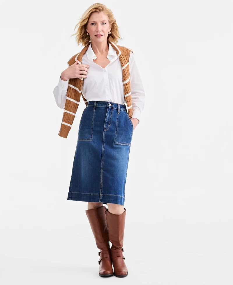 Style & Co Women's Denim Utility Skirt, Macy's Exclusive