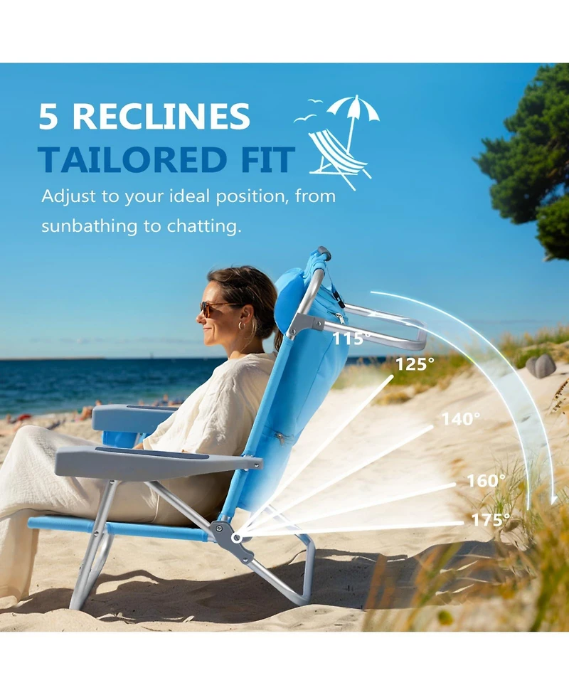 Aofar 2 Pack Aluminum Lay Flat Beach Chair with Cooler outdoor