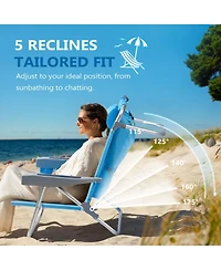 Aofar 2 Pack Aluminum Lay Flat Beach Chair with Cooler outdoor