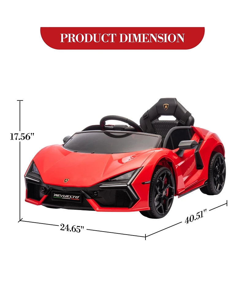 homfan Lamborghini Revuelto Remote Control Battery Powered Ride-On Car, Ages 3+