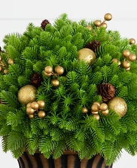 Nearly Natural 18" Ultraviolet Resistant Artificial Pre-Lit Christmas Pine Plant Indoor And Outdoor