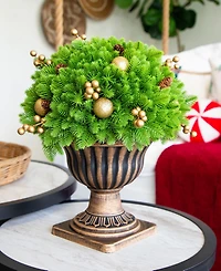 Nearly Natural 18" Ultraviolet Resistant Artificial Pre-Lit Christmas Pine Plant Indoor And Outdoor