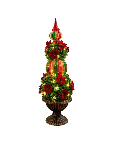Nearly Natural 3' Pre-Lit Artificial Christmas Ornament Holly Berry Topiary Tree