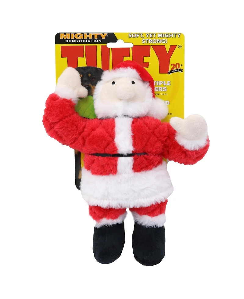 Mighty Holiday Santa, Durable Plush Squeaky Dog Toy