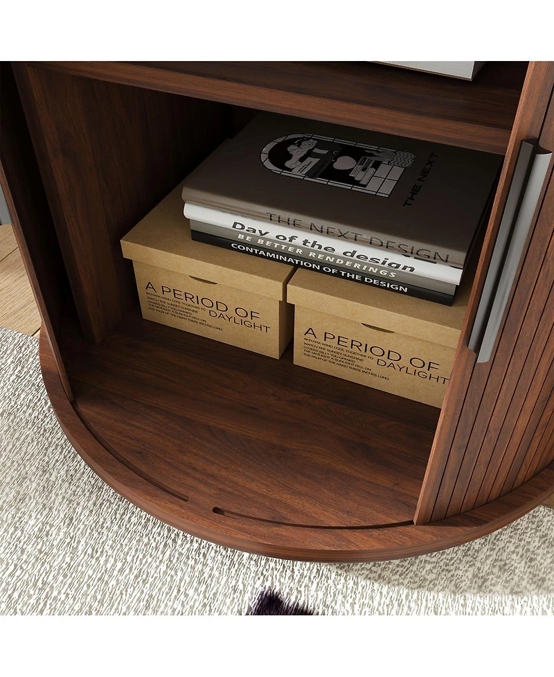 Streamdale Furniture Set of 2 Mid Century Modern Cylinder End Tables with Charging Station