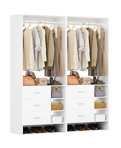 Aheaplus 30'' Set of 2 Closet Organizer with Wooden Drawers