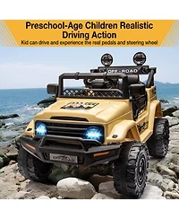 homfan Ride-On Truck Car, 4-Wheel Electric Vehicle, Remote Control, Led Lights, Music and Horn, Suspension, Dual Speeds