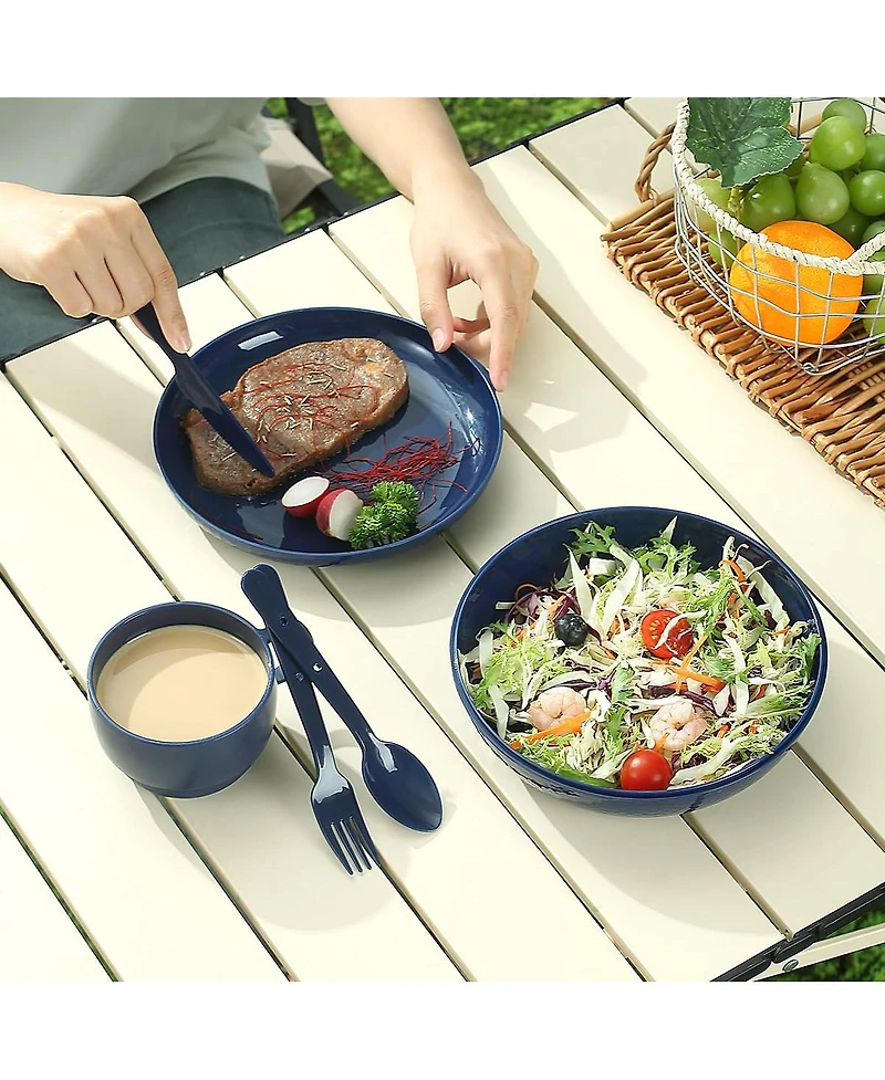 Piscifun Camping Mess Kit With Plate Bowl Cup Utensils And Carry Bag