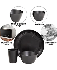Piscifun 48 Piece Wheat Straw Dinnerware Set For 12 Unbreakable Dishwasher Microwave Safe Stackable Camping Dishes