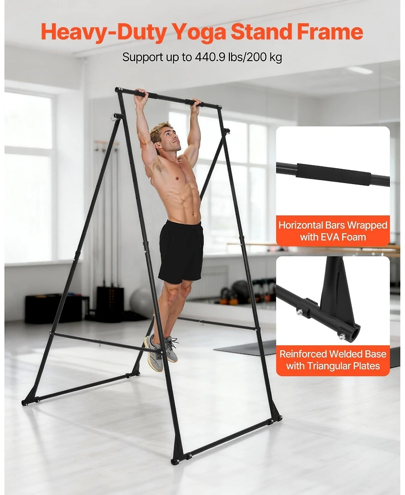 Mecale Yoga Swing Stand Frame, 440.9 lb Capacity, Triangular Aerial Rig with Eva Foam, 4-Level Horizontal and 6-Level Vertical Adjustment