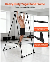 Mecale Yoga Swing Stand Frame, 440.9 lb Capacity, Triangular Aerial Rig with Eva Foam, 4-Level Horizontal and 6-Level Vertical Adjustment