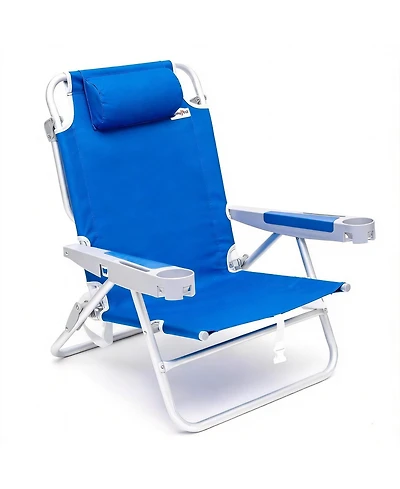 Aofar 28" Low Beach Chair Lay Flat Folding Camping Cup Holder outdoor