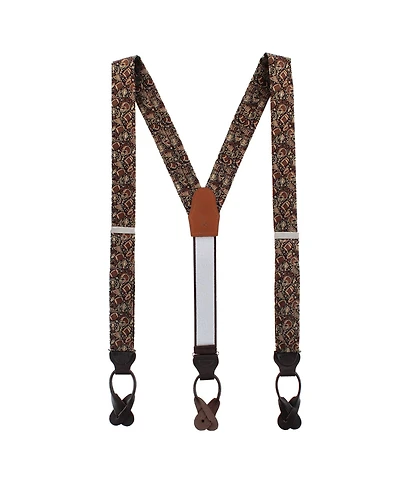 Trafalgar Men's The Gridiron Silk Button End Suspenders