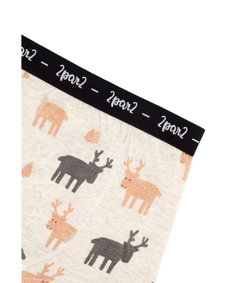 Deux par Little and Big Boy (2-5)Boxer Pack Of 3 Holiday Prints