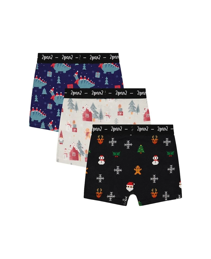 Deux par Little and Big Boy (6-12)Boxer Pack Of 3 Holiday Prints