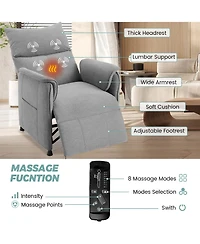 homfan Modern Fabric Electric Recliner with Massage and Heat, Adjustable Remote Control Single Armchair for Home Theater, Living Room and Office