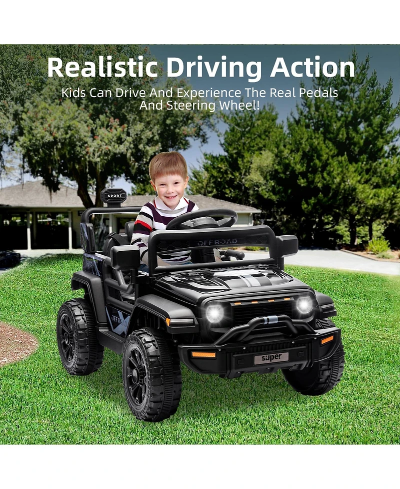 homfan 12V Ride On Truck with Remote Control and Led Headlights, Ages 3-5