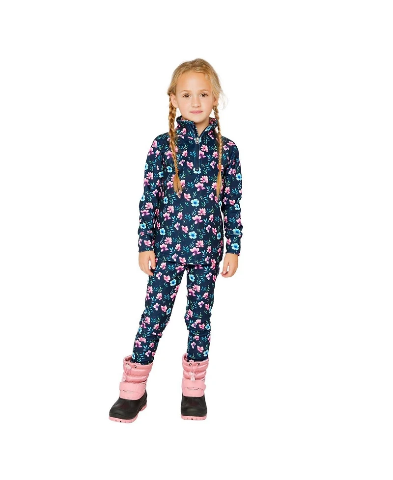 Deux par Deux Toddler Girls (2T-5T) Two Piece Thermal Underwear Floral Print