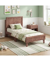 Costway Bed Frame with Woven Accent Headboard and Footboard