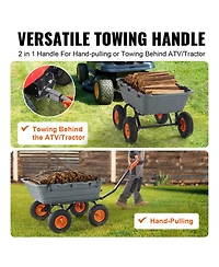 Mecale Garden Dump Cart, Poly Bed with Steel Frame, 6.48 Cube Feet., Dual-Function Handle, 1200 lb Load, 13" Wheels