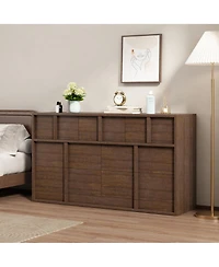 homfan 54 Inch Tv Stand with 7 Drawers, Wood Media Console with Elegant Pulls, Modern Entertainment Center for Living Room, Bedroom