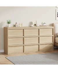 homfan Large 9 Drawer Dresser for Bedroom, Modern Wooden Chest, Spacious Organizer for Living Room, Nursery, Entryway, Hallway, Closet